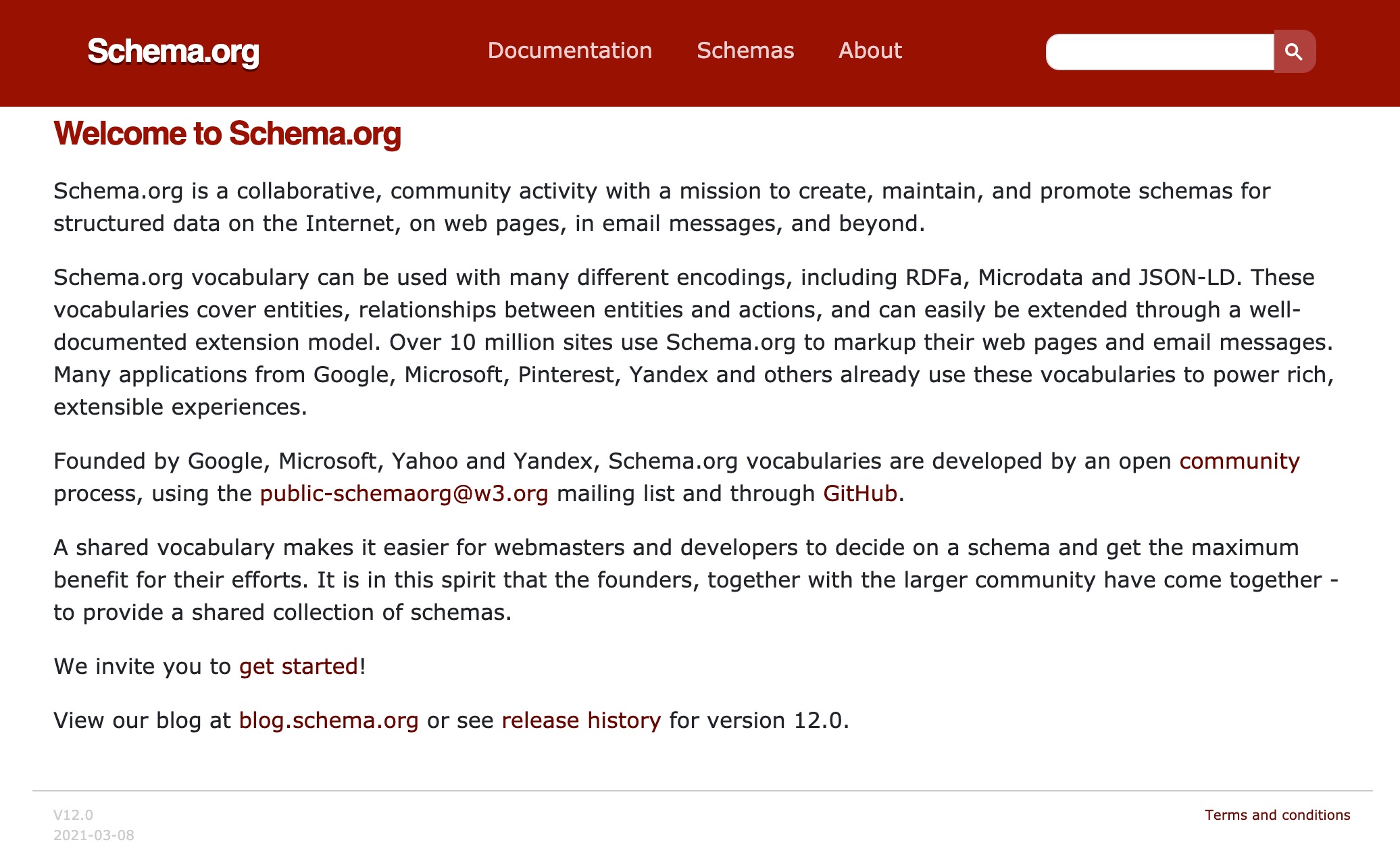 screenshot of schema.org