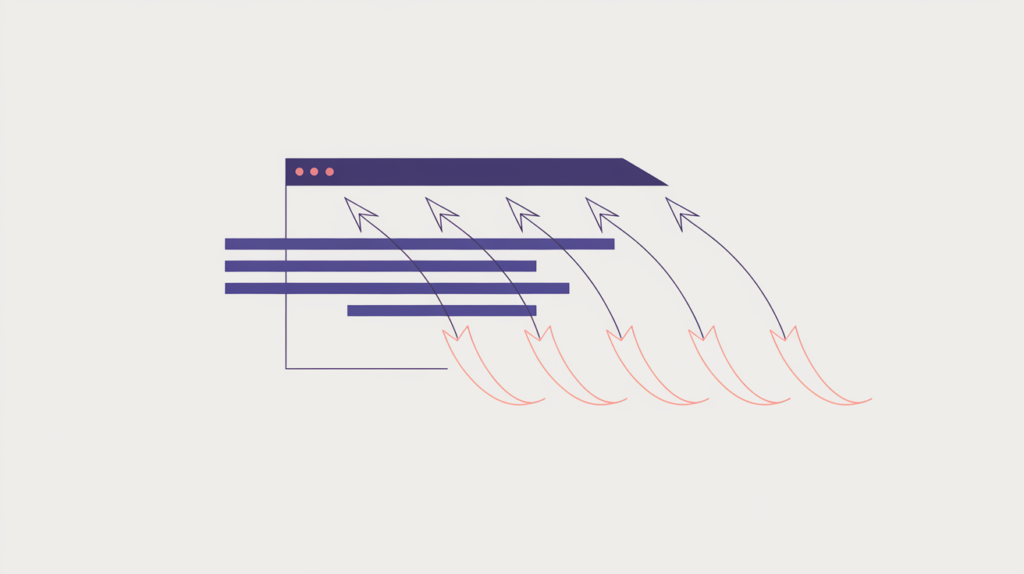 Abstract illustration of Belboon affiliate ad-tracking links being counted into a single tally, in RankGear indigo and coral.