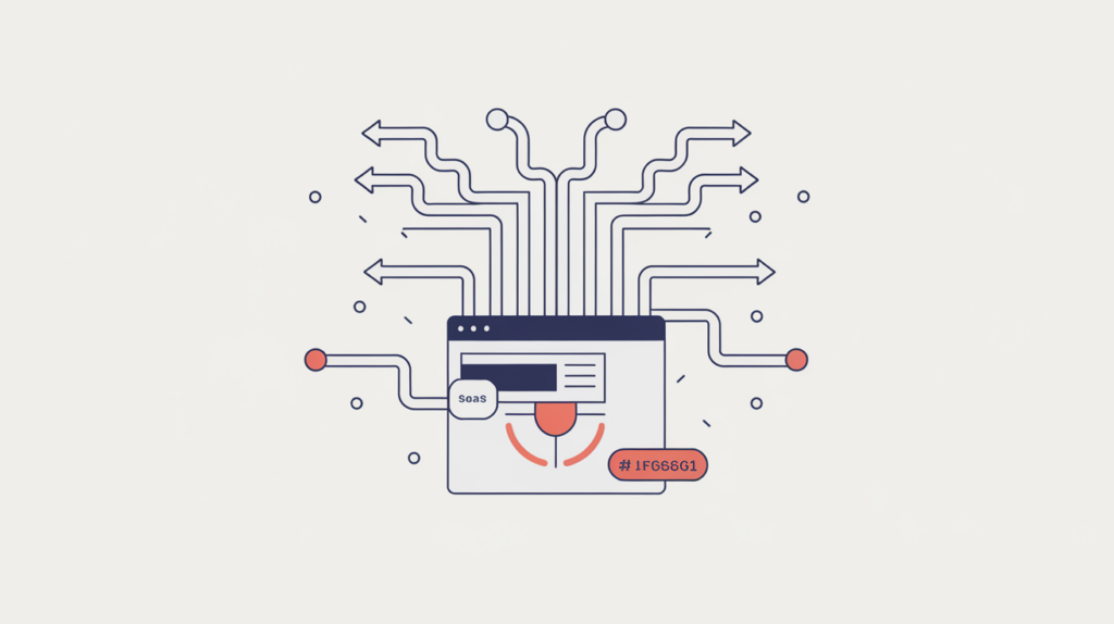 Abstract illustration of inbound links from external sources counted for one page, in RankGear indigo and coral.