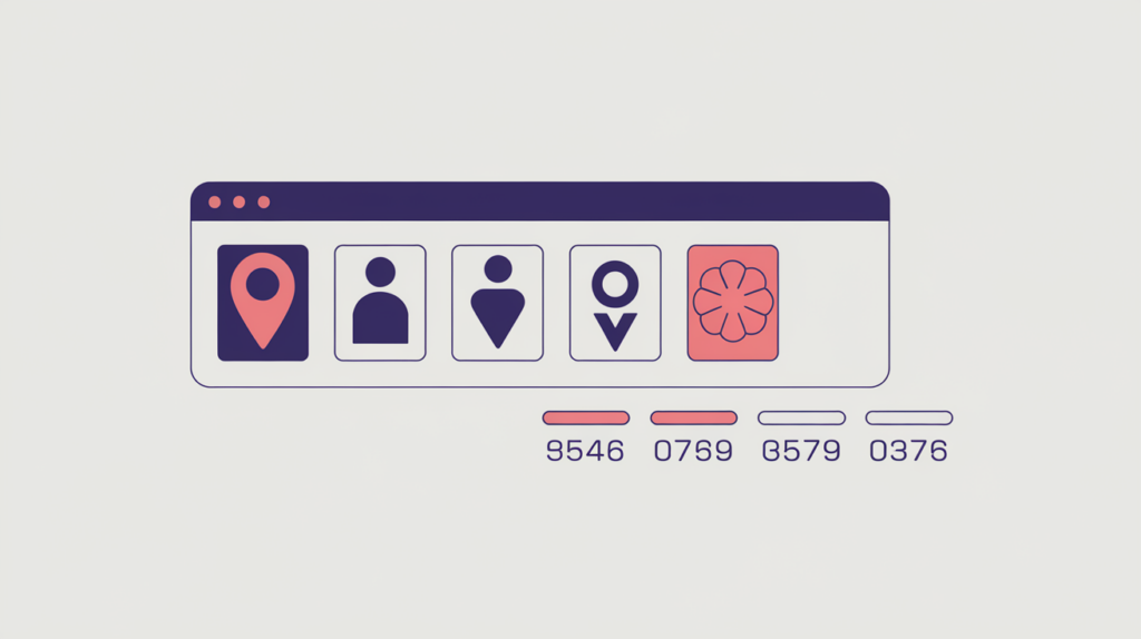 Abstract illustration of entity tokens highlighted and counted inside a page's H1 heading, in RankGear indigo and coral.