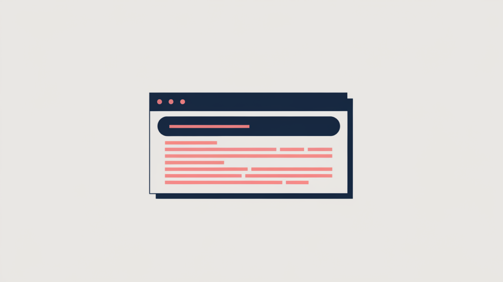 Abstract illustration of a highlighted query phrase inside a large primary H1 heading bar above smaller page lines, in RankGear indigo and coral.