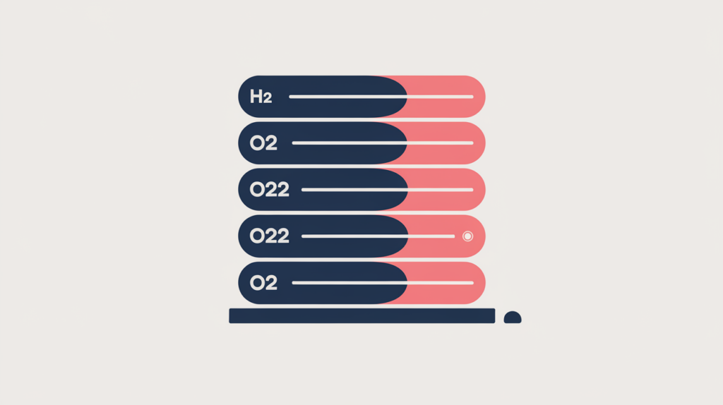 Abstract illustration of a page divided into counted H2 section bands, in RankGear indigo and coral.