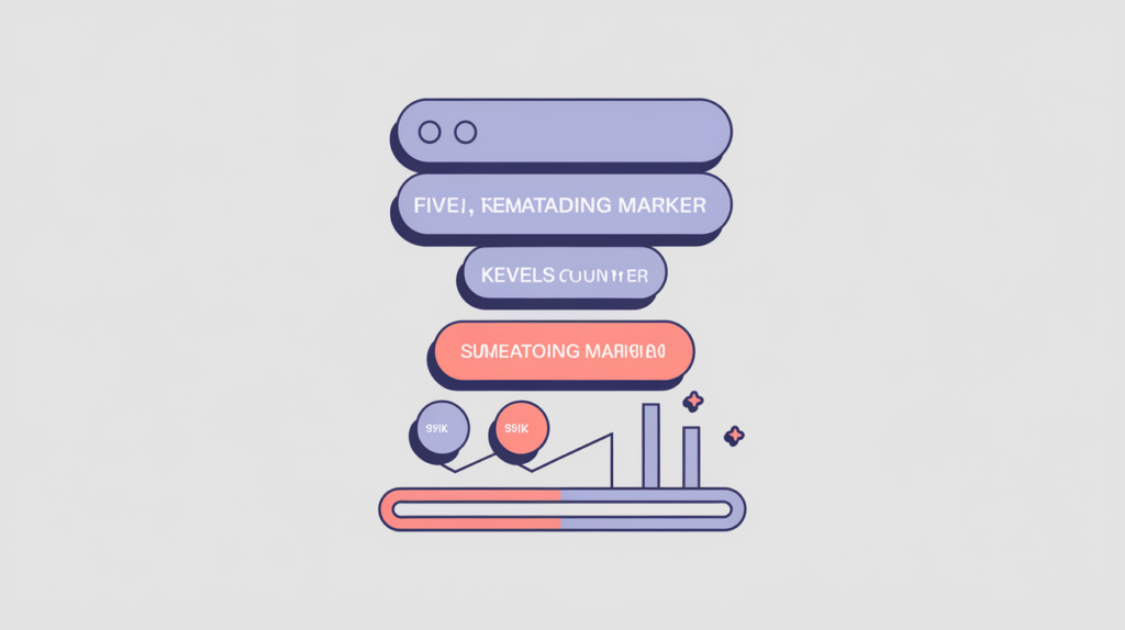 Abstract illustration of keyword variations counted across deep H4 to H6 subheadings, in RankGear indigo and coral.