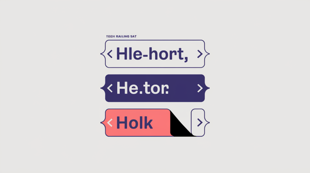 Abstract illustration of H2 heading bars, two of them exactly bounded by start and end anchors as whole-variation matches while one overflows the anchor, in RankGear indigo and coral.
