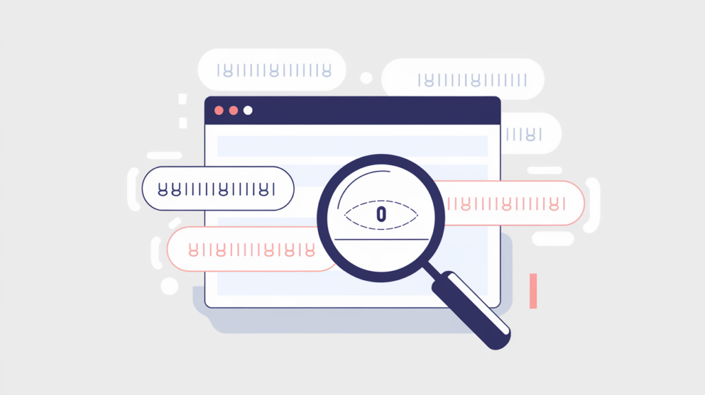 Abstract illustration of an empty body-tag capture returning zero exact keyword matches, in RankGear indigo and coral.