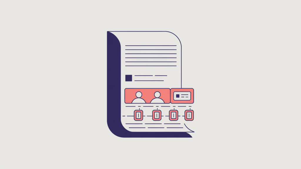 Abstract illustration of exact-phrase occurrences being counted within a truncated top window of a document plus image alt text, in RankGear indigo and coral.