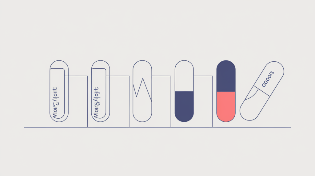 Abstract illustration of link anchors with one whole anchor exactly matching the query, in RankGear indigo and coral.