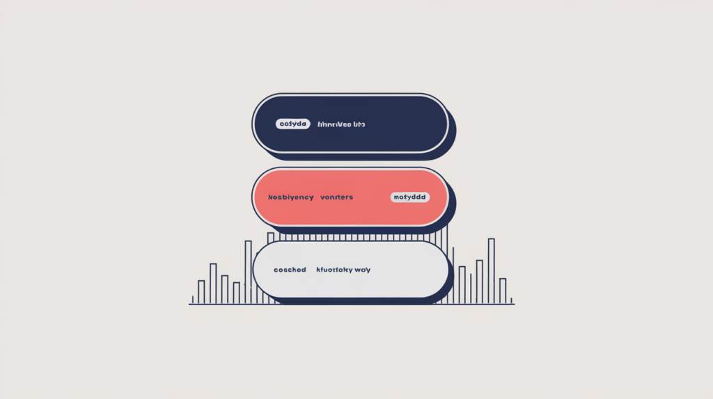 Abstract illustration of a page’s three most-frequent phrases with matched keyword variations highlighted, in RankGear indigo and coral.