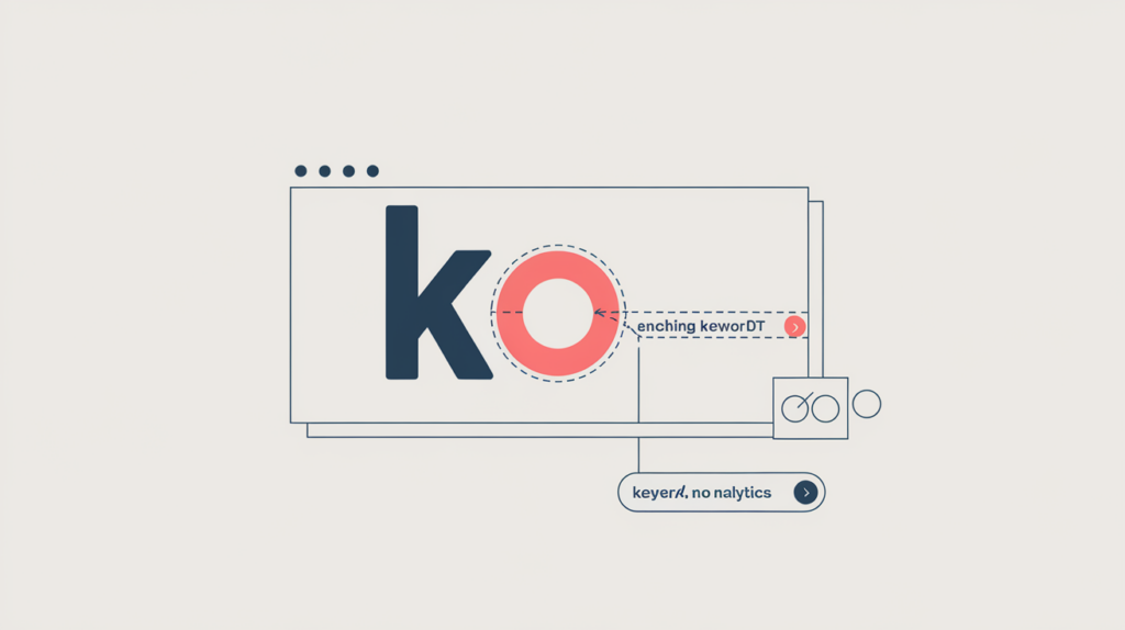 Abstract illustration of an abbreviation element with a dotted underline being scanned for keyword-variation matches, in RankGear indigo and coral.