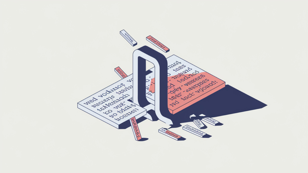 Abstract illustration of counted keyword variations recurring across a page's body text, in RankGear indigo and coral.
