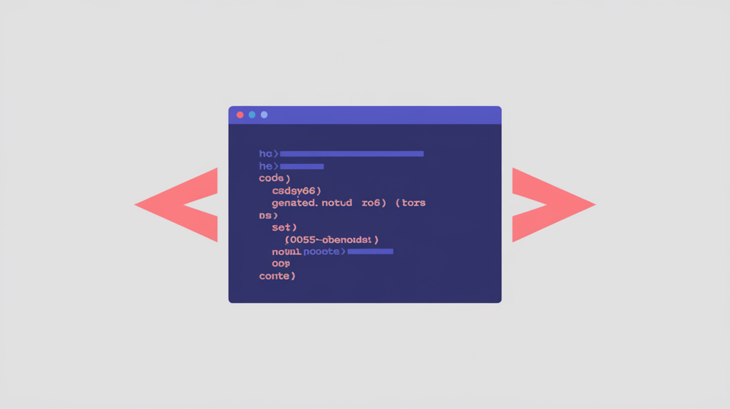 Abstract illustration of keyword tokens hidden inside HTML comment tags being counted, in RankGear indigo and coral.