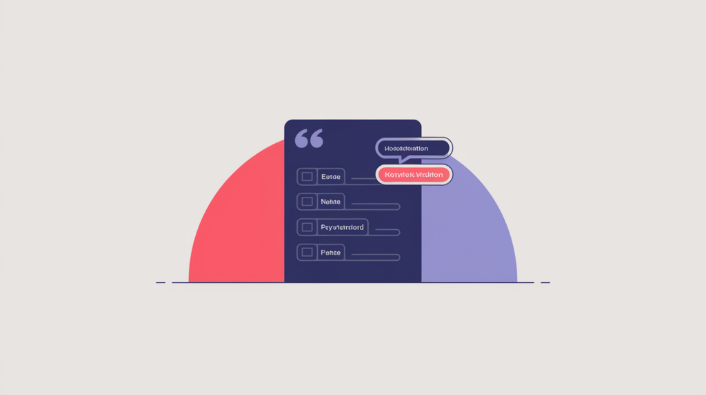 Abstract illustration of keyword variations detected inside HTML name attribute values on form fields rather than visible text, in RankGear indigo and coral.