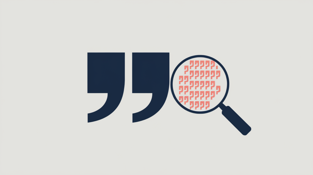 Abstract illustration of keyword variations counted inside inline q quotation tags, in RankGear indigo and coral.