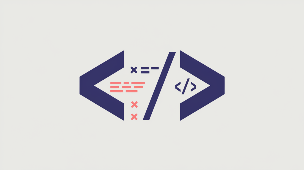 Abstract illustration of keyword variations counted inside script tags, in RankGear indigo and coral.