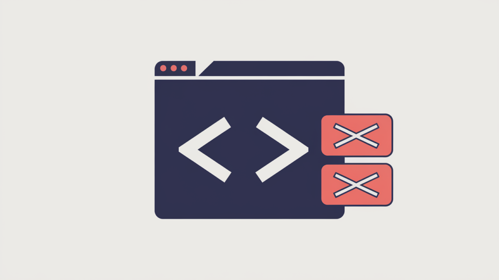 Abstract illustration of a bold HTML element whose whole content equals a single keyword variation, in RankGear indigo and coral.