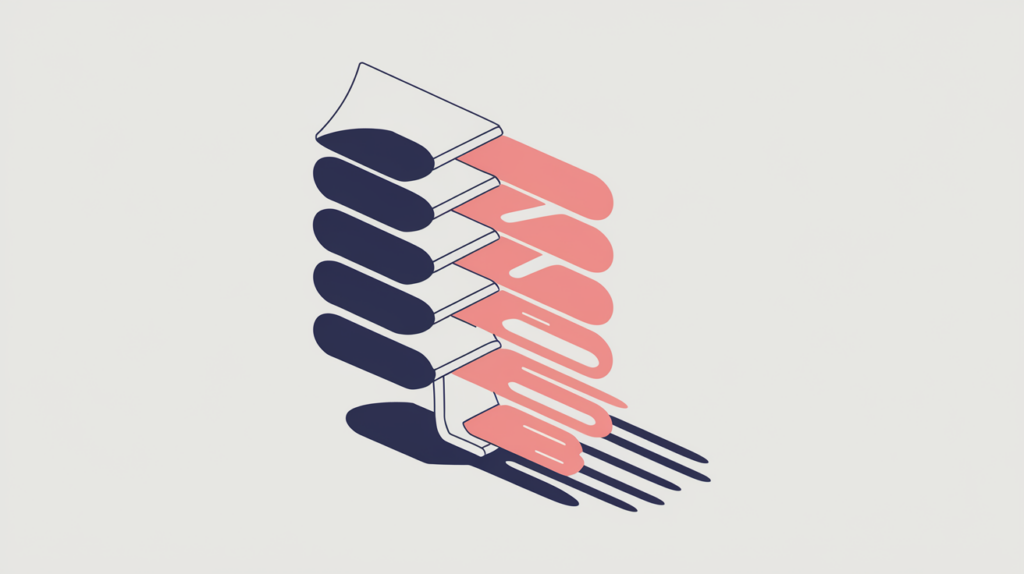 Abstract illustration of a bulleted list where whole-element keyword bullets are tightly bracketed while longer bullets fall outside the match, in RankGear indigo and coral.