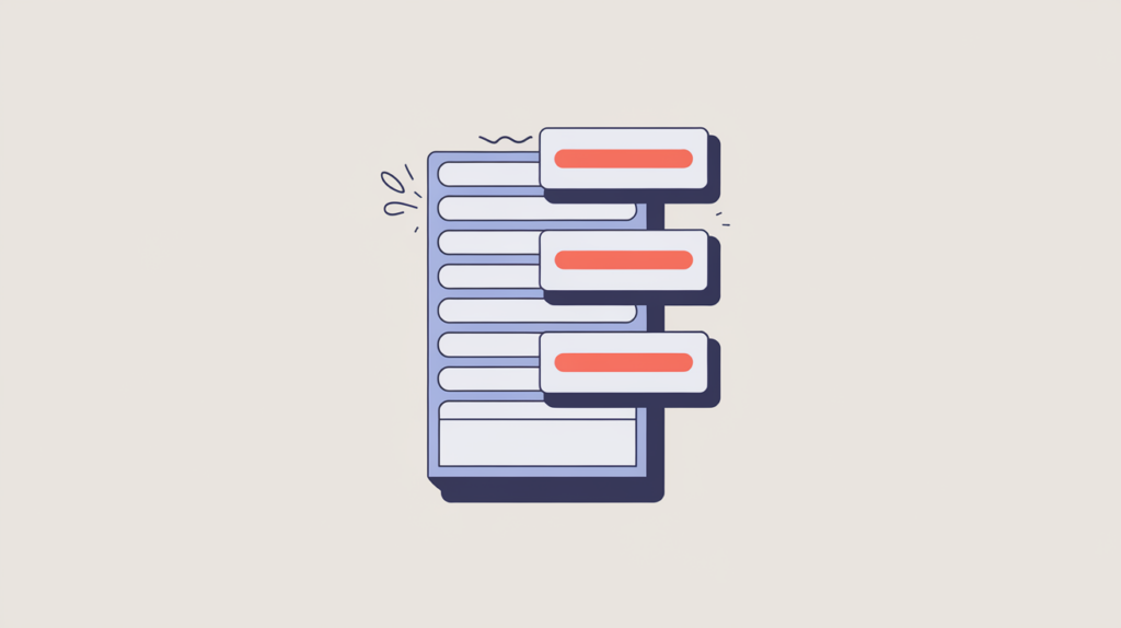 Abstract illustration of dropdown option labels whose whole text exactly matches a keyword variation, in RankGear indigo and coral.