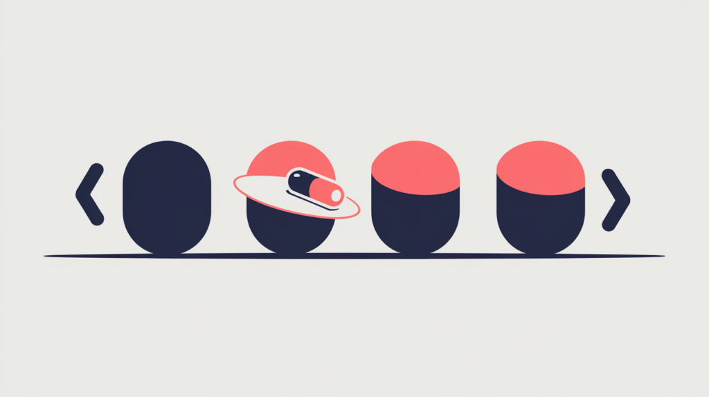 Abstract illustration of span containers each wrapping exactly one keyword-variation token, in RankGear indigo and coral.