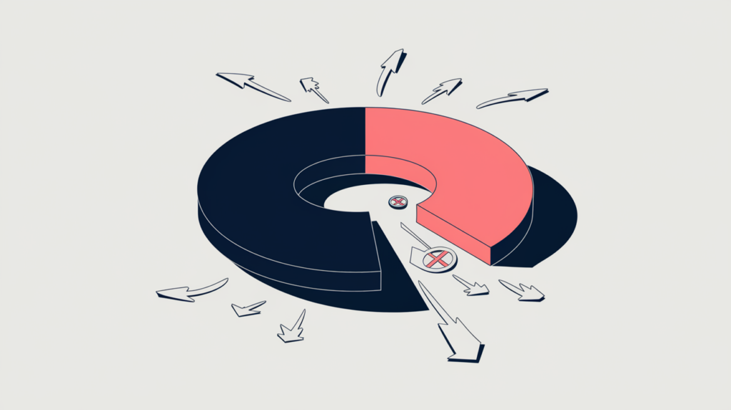 Abstract illustration of a proportion ring highlighting nofollow-marked outbound external links among all of a page's links, in RankGear indigo and coral.