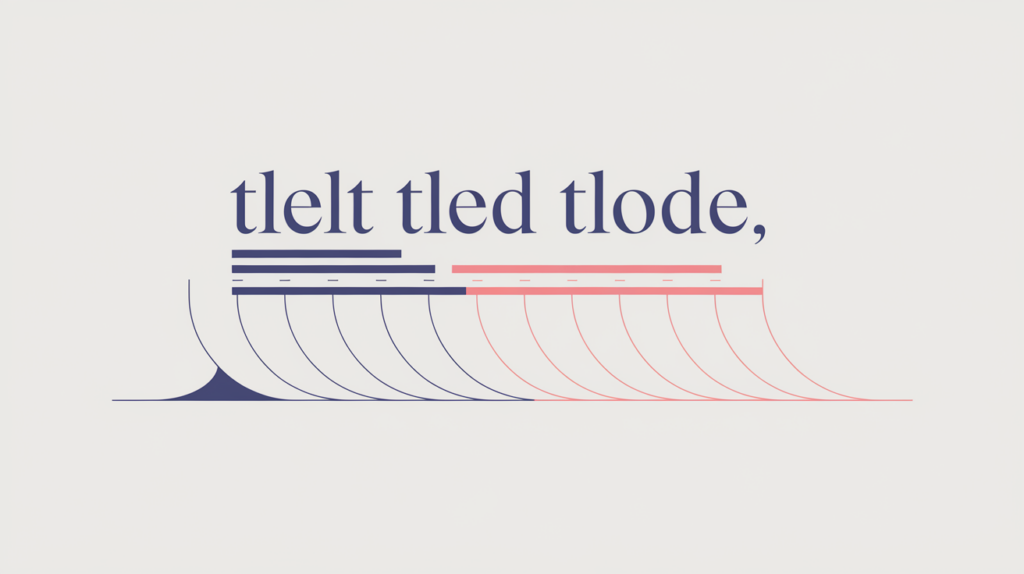 Abstract illustration of related terms being counted and tallied within a block of page text, in RankGear indigo and coral.