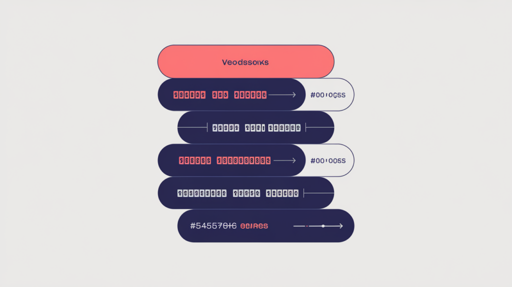 Abstract illustration of related-term keywords repeating across stacked H3 subheading bars with a match tally, in RankGear indigo and coral.