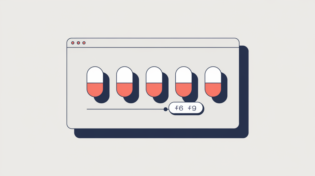 Abstract illustration of related terms being counted inside a search snippet's meta description, in RankGear indigo and coral.