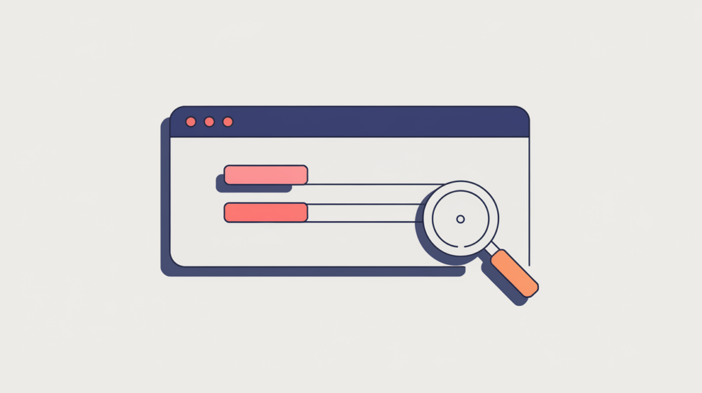 Abstract illustration of counting exact phrase matches inside a page's meta description, in RankGear indigo and coral.