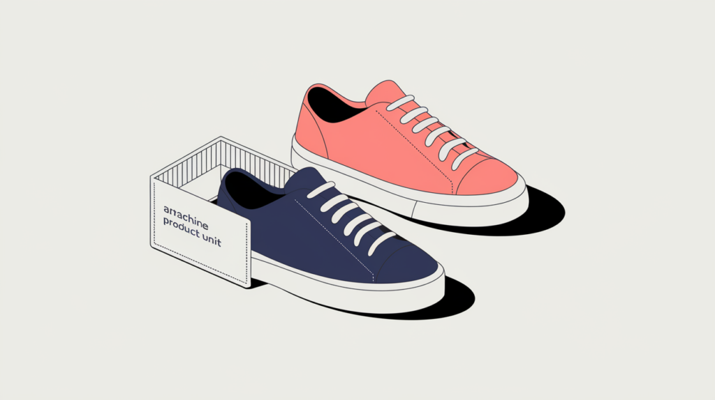 Abstract illustration of a product card wrapped in an h-product markup bracket beside an untagged card, in RankGear indigo and coral.