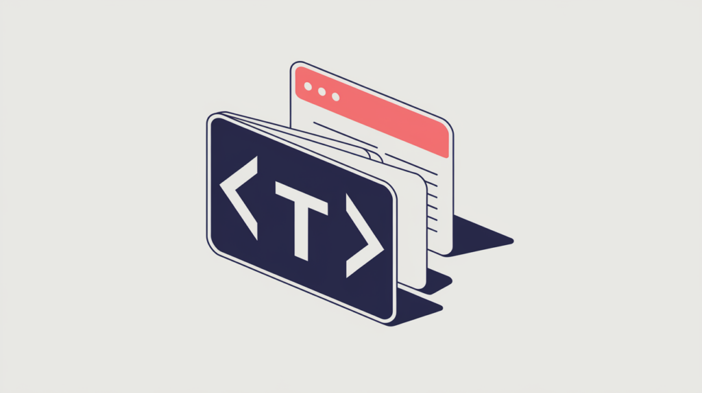 Abstract illustration of a legacy hentry microformat class marking an article card, in RankGear indigo and coral.