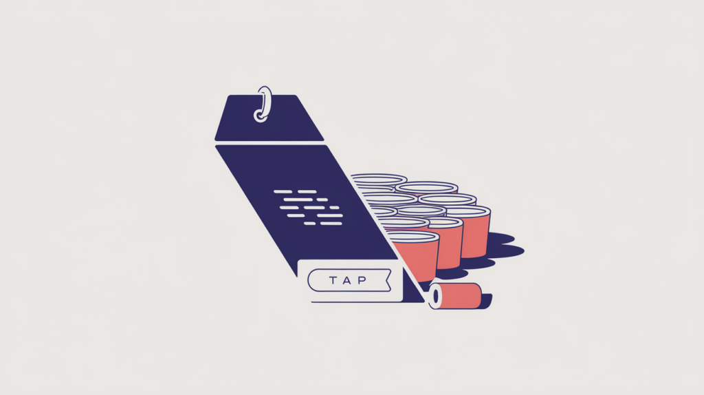 Abstract illustration of a tagged HTML element sorting into category buckets, in RankGear indigo and coral.