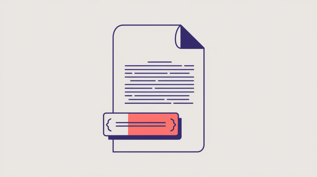 Abstract illustration of a p-summary microformat property tagging a document's summary block, in RankGear indigo and coral.