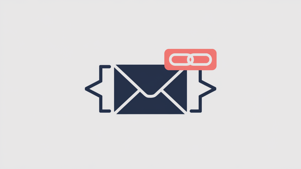 Abstract illustration of an email property marked up as machine-readable microformat contact data, in RankGear indigo and coral.