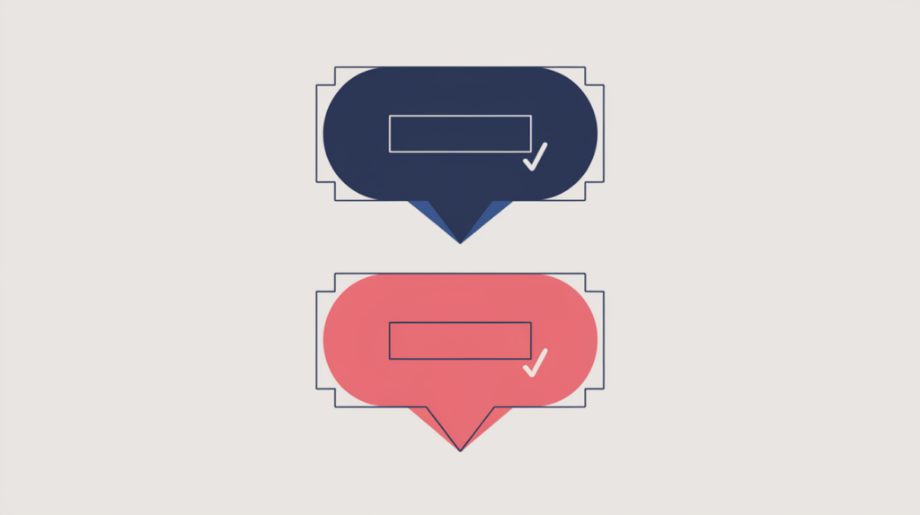 Abstract illustration of a question-and-answer pair with the answer wrapped in structured-data markup, in RankGear indigo and coral.
