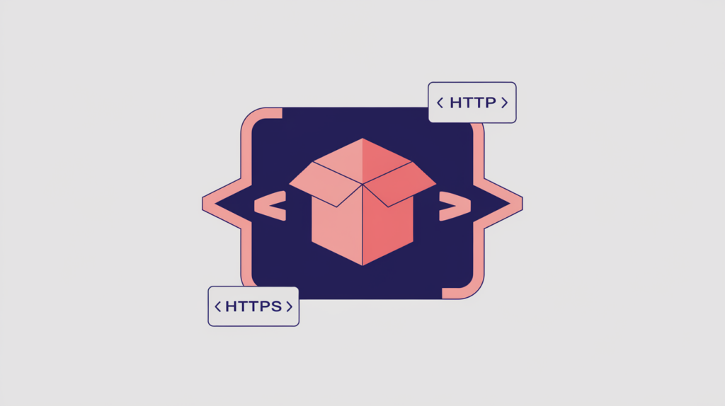Abstract illustration of a product schema tag matching a single legacy http namespace URI, in RankGear indigo and coral.