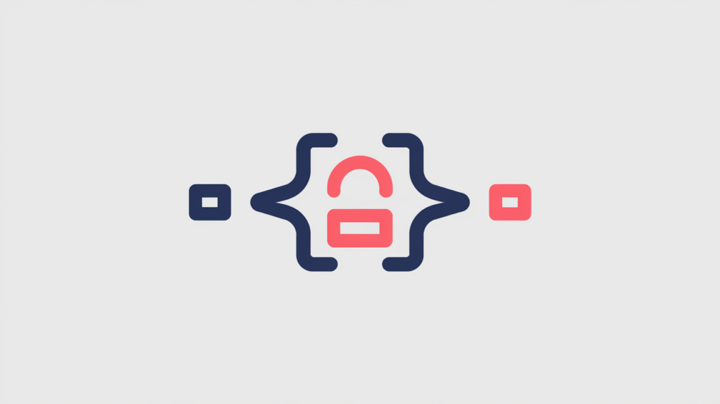 Abstract illustration of a JSON-LD CreateAction linking an agent to a created object, in RankGear indigo and coral.