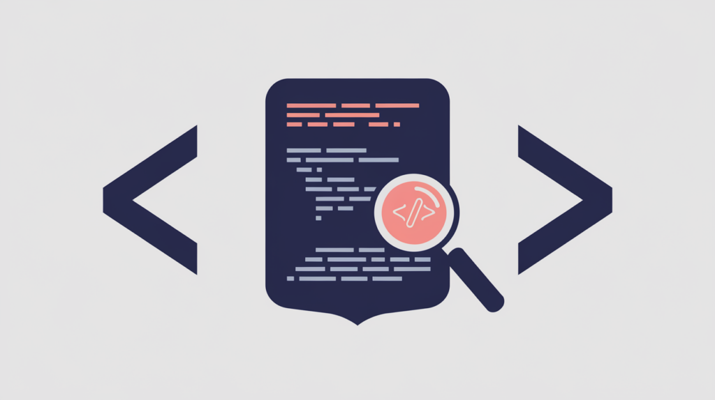 Abstract illustration of a dermatology medical-specialty schema type detected inside JSON-LD code braces, in RankGear indigo and coral.