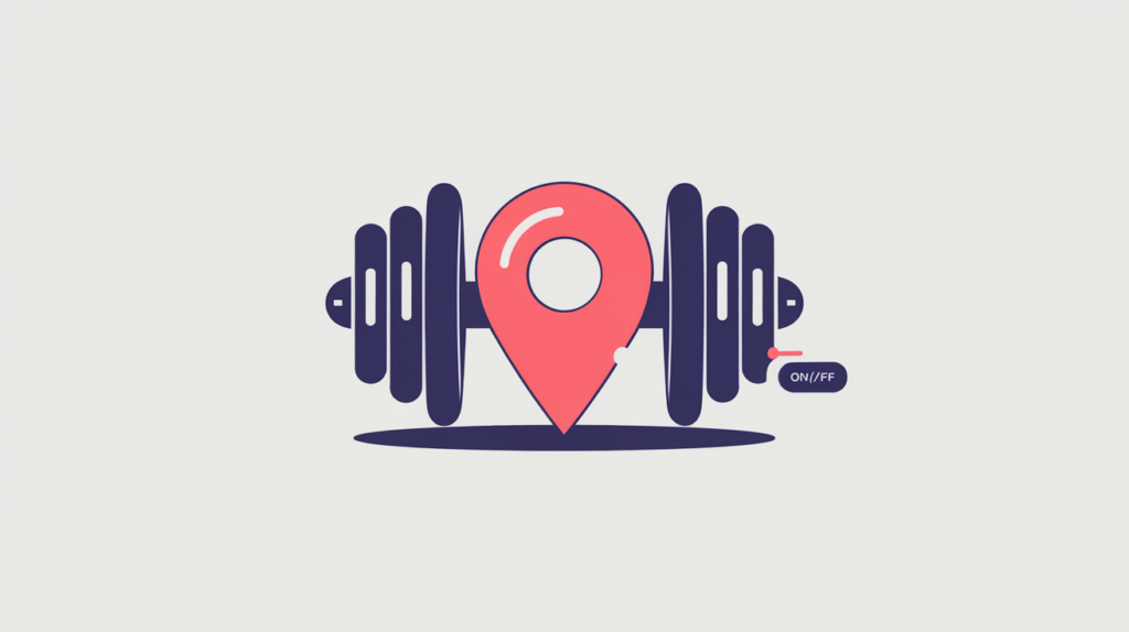 Abstract illustration of a gym schema type detected as a structured-data badge, in RankGear indigo and coral.