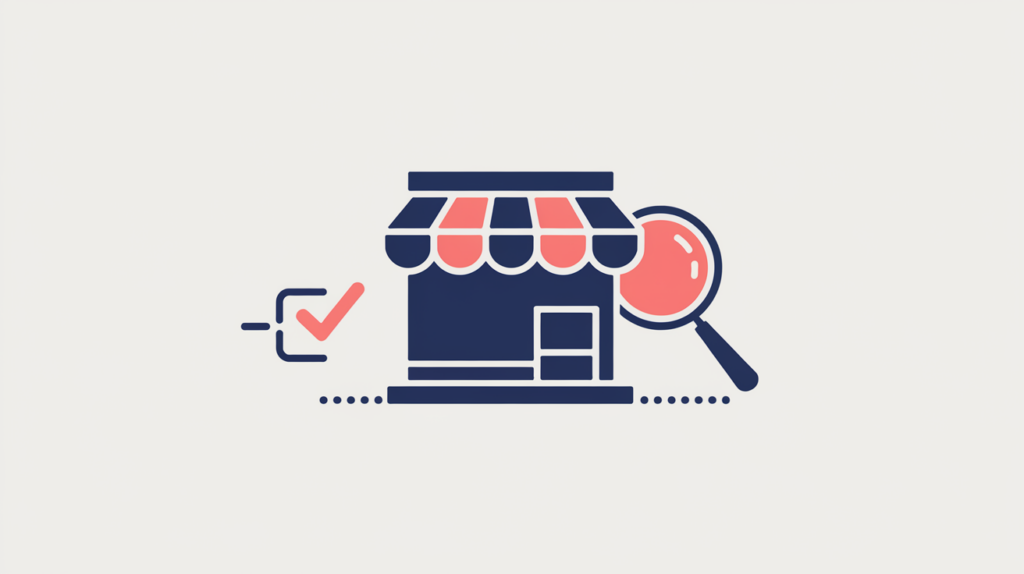 Abstract illustration of a home-goods store schema type detected in JSON-LD markup, in RankGear indigo and coral.
