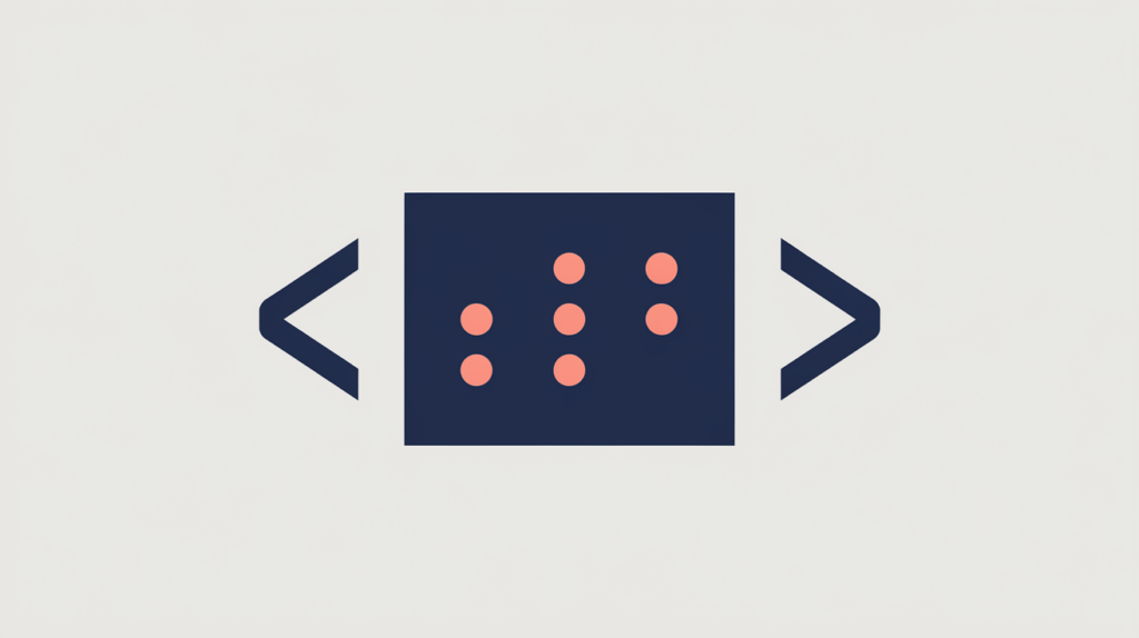 Abstract illustration of an ordered step sequence inside a JSON-LD curly-brace block representing HowTo markup, in RankGear indigo and coral.
