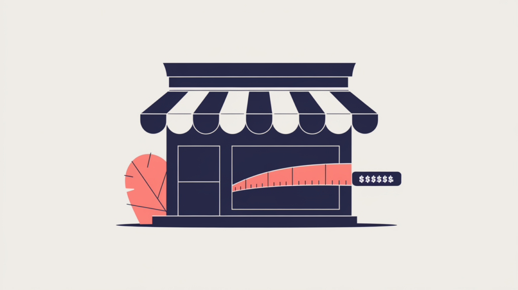 Abstract illustration of a Microdata price-range attribute tagging a local business price band, in RankGear indigo and coral.