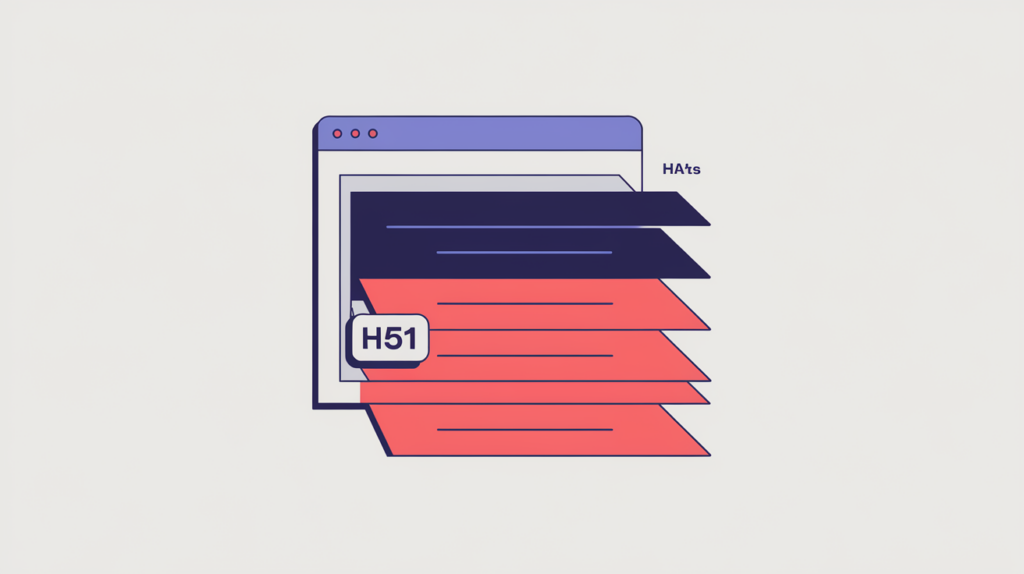 Abstract illustration of counting top-level page headings, in RankGear indigo and coral.