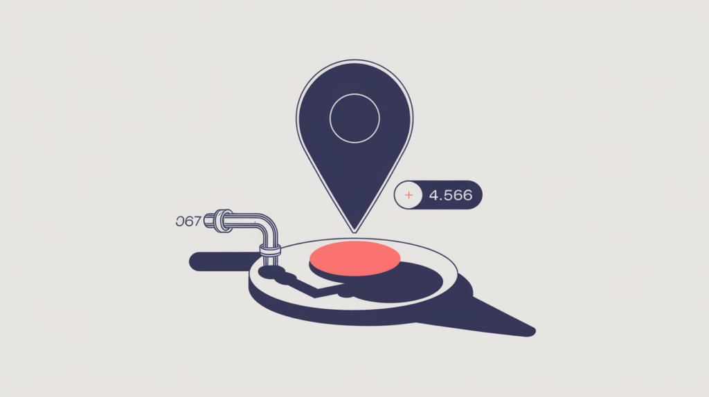 Abstract illustration of a Pinterest pin count fed from an external data source to a single URL node, in RankGear indigo and coral.