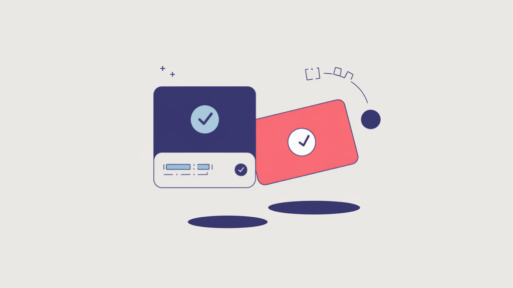 Abstract illustration of a legacy twitter:domain social meta tag presence check, in RankGear indigo and coral.