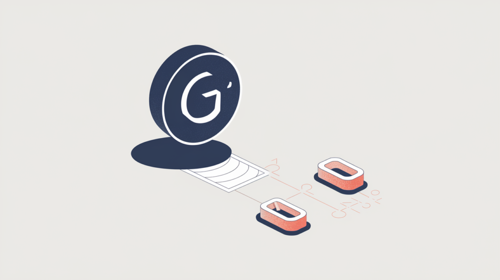 Abstract illustration of counting legacy Google Plus profile links detected in page markup, in RankGear indigo and coral.