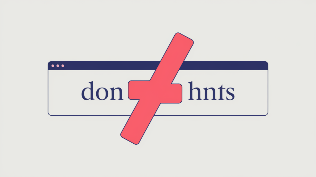 Abstract illustration of a domain name split by a hyphen versus one without, in RankGear indigo and coral.