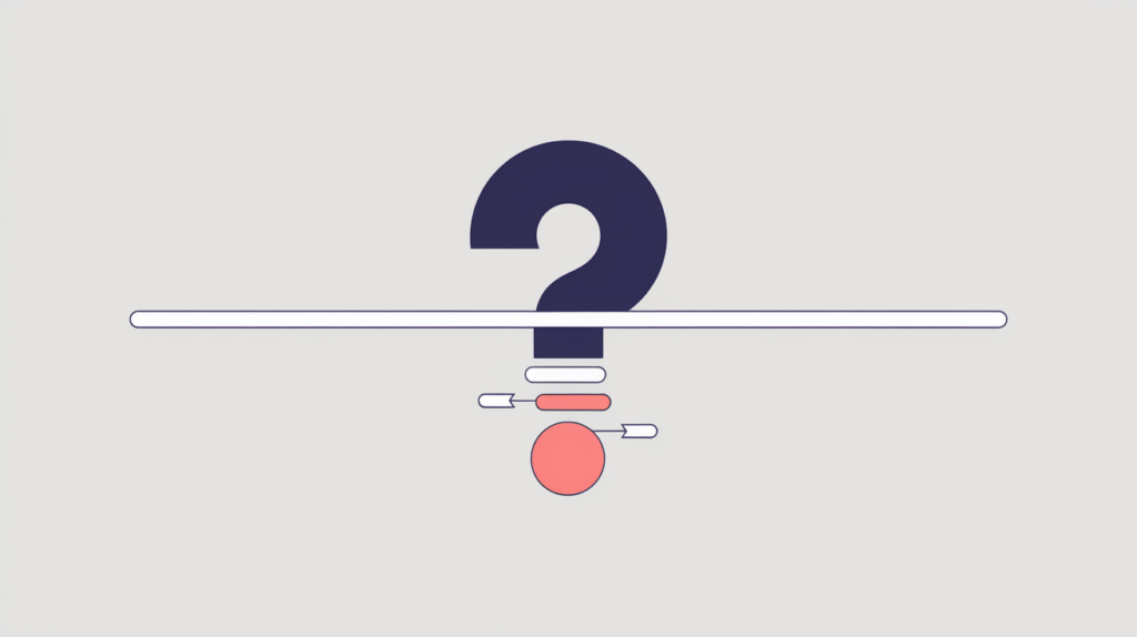 Abstract illustration of a URL with and without a query string after a question mark, in RankGear indigo and coral.