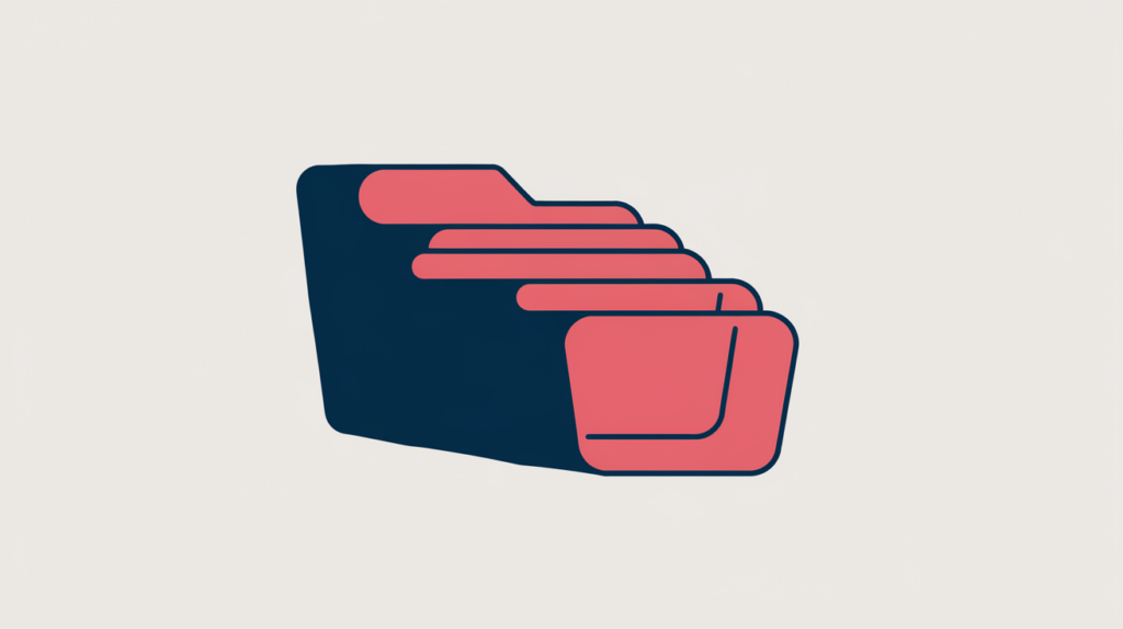 Abstract illustration of a URL path split into counted nested folder segments, in RankGear indigo and coral.