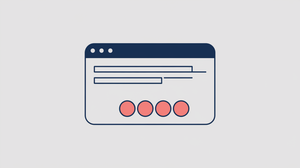 Abstract illustration of a SERP snippet whose summary trails off into a three-dot ellipsis, in RankGear indigo and coral.