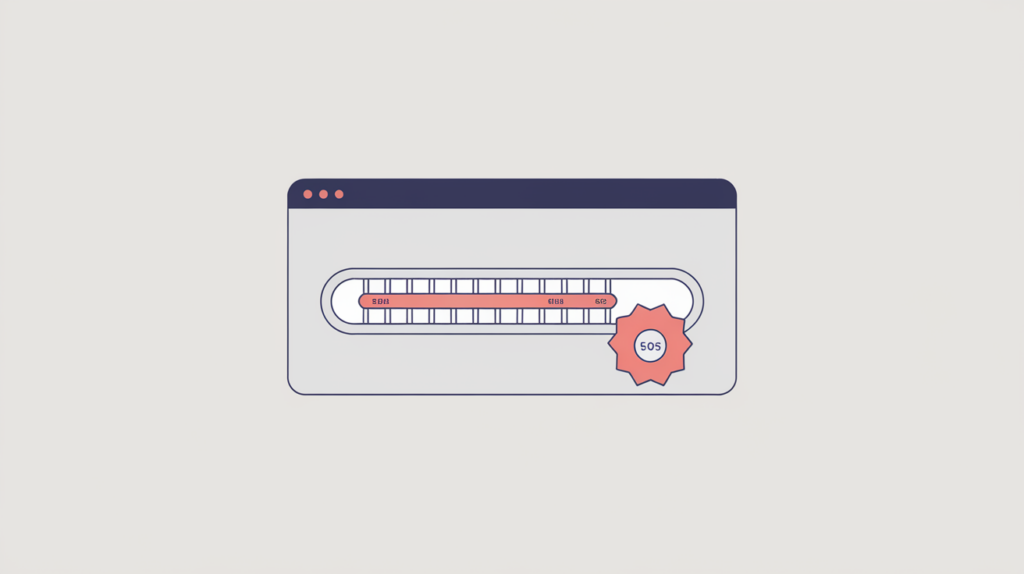 Abstract illustration of keyword-variation tokens counted inside a website domain name, in RankGear indigo and coral.
