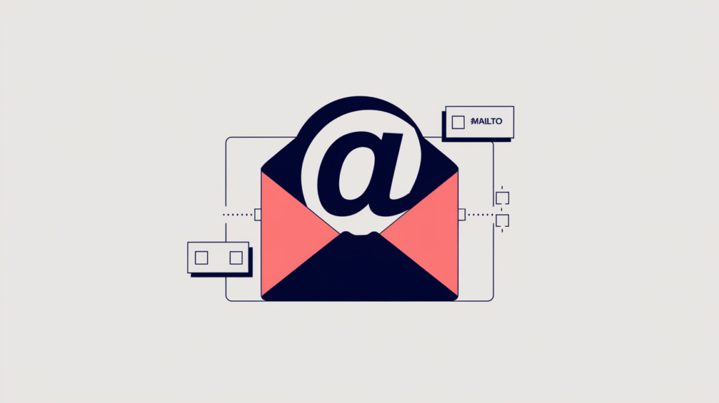 Abstract illustration of an at-sign email symbol detected inside a page body, in RankGear indigo and coral.